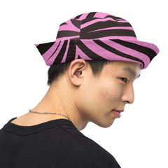 "Blushing Stripes: Stand out in Style with our Pink Zebra Bucket Hat", lioness-love