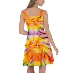 Ladies Colorful Tie Dye Skater Dress, lioness-love