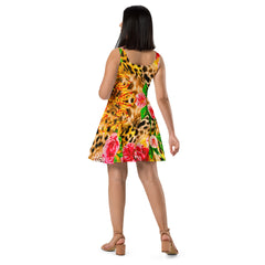 Sleeveless Animal Print and Floral Skater Dress: Unleash Your Style, lioness-love