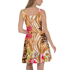 Turn Heads in Our Sleeveless Tropical Jungle Skater Dress, lioness-love