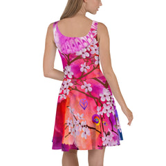 "Fluttering Blossoms: Artistic Floral Butterfly Garden Designer Skater Dress", lioness-love