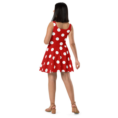 Radiant Red and White Polka Dot Skater Dress, lioness-love