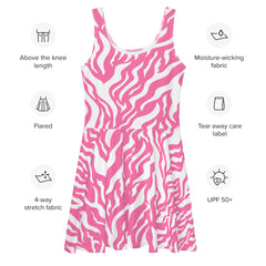 Animal Print Skater Dress, Pink Animal Print Flare Dress, lioness-love