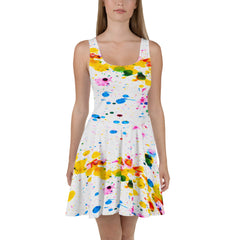 Fun Color Splash Skater Dress, Spring and Summer Dress, lioness-love