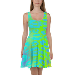 Neon Animal Print Skater Dress, Party Dress, Dance Dress, lioness-love