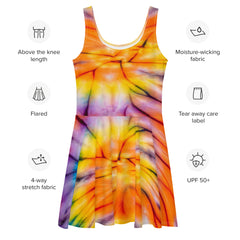 Ladies Colorful Tie Dye Skater Dress, lioness-love