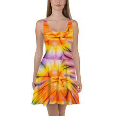 Ladies Colorful Tie Dye Skater Dress, lioness-love