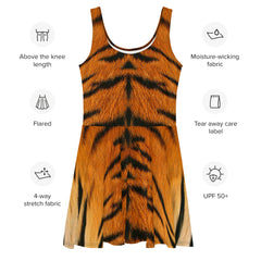Make a Roaring Entrance in Our Sleeveless Tiger Print Skater Dress, lioness-love