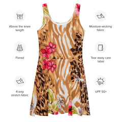 Turn Heads in Our Sleeveless Tropical Jungle Skater Dress, lioness-love