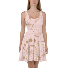 Astro Pink and Gold Skater Dress, lioness-love
