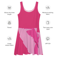 Fuchsia Pink Tropics Bird Skater Dress, lioness-love