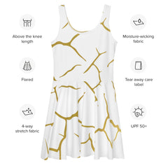 Gold and White Marble Skater Dress, lioness-love