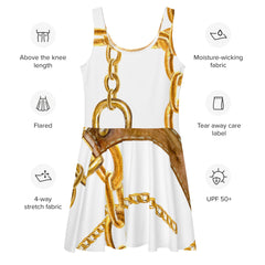 Women’s Gold Chain Print Signature Skater Dress, lioness-love.com