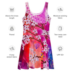 Artistic Floral Butterfly Garden Designer Skater Dress", lioness-love