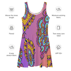 "Radiant Jewels: Colorful Summer Skater Dress", lioness-love