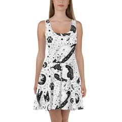 "Purrfectly Stellar: Cute Cat Lovers Space Cats Skater Dress", lioness-love