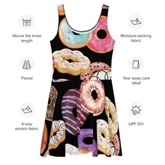 Sweet Delights Cute Donuts Skater Dress, lioness-love