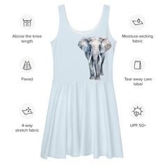 Stylish Elephant Design Skater Dress, lioness-love