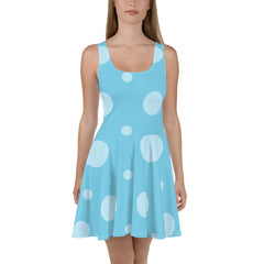 "Whimsical Waves: Polka Dot Soft Blue Skater Dress", lioness-love