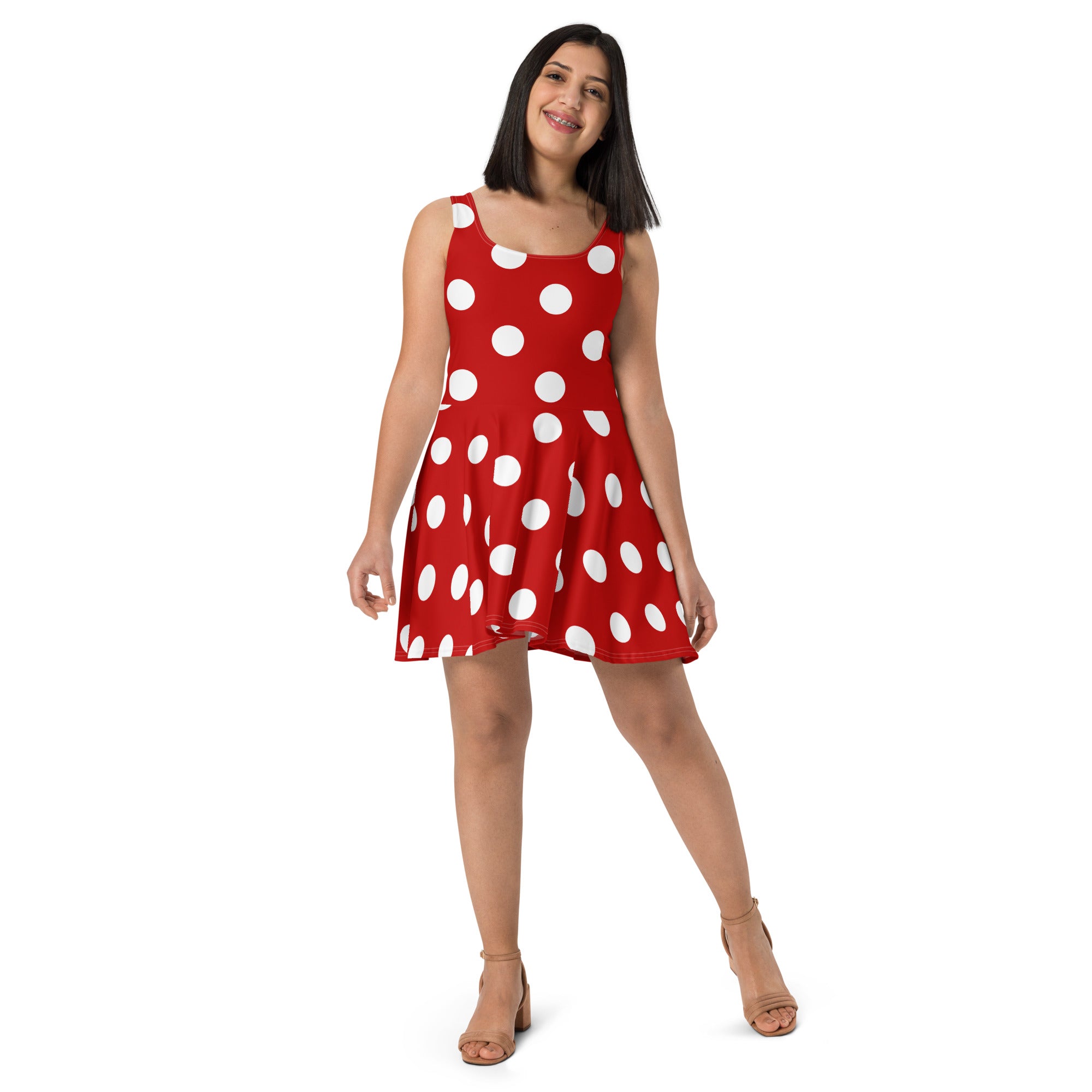 Polka Dot Red and White Skater Dress, lioness-love