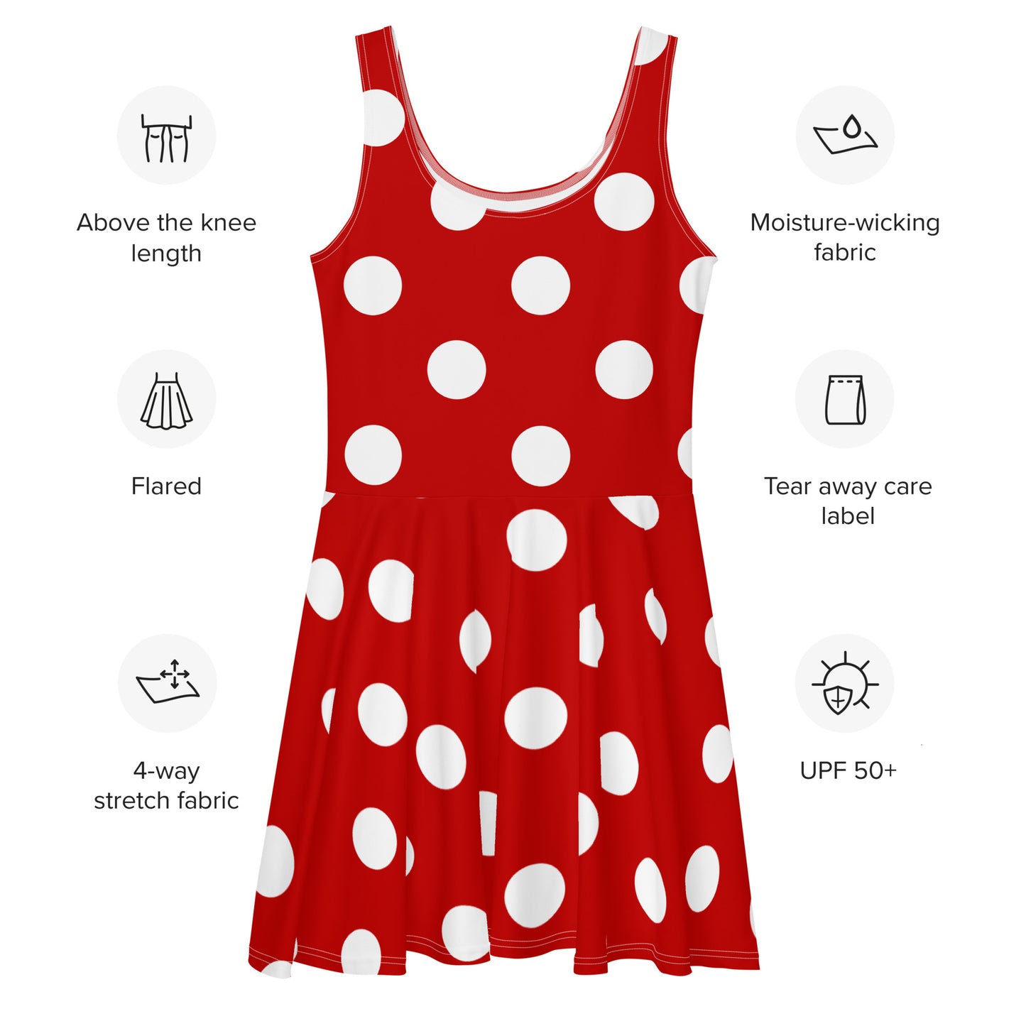 Radiant Red and White Polka Dot Skater Dress, lioness-love