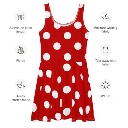 Radiant Red and White Polka Dot Skater Dress, lioness-love
