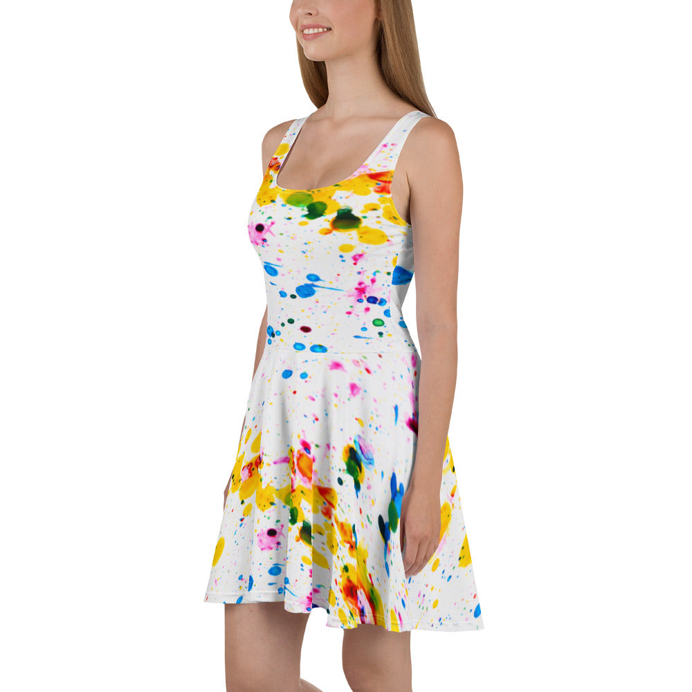 Fun Color Splash Skater Dress, Spring and Summer Dress, lioness-love