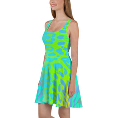 Neon Animal Print Skater Dress, Party Dress, Dance Dress, lioness-love