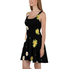 "Blooming Meadows: Dandelion and Daisy Print Skater Dress", lioness-love