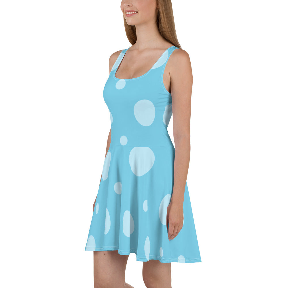 "Whimsical Waves: Polka Dot Soft Blue Skater Dress", lioness-love