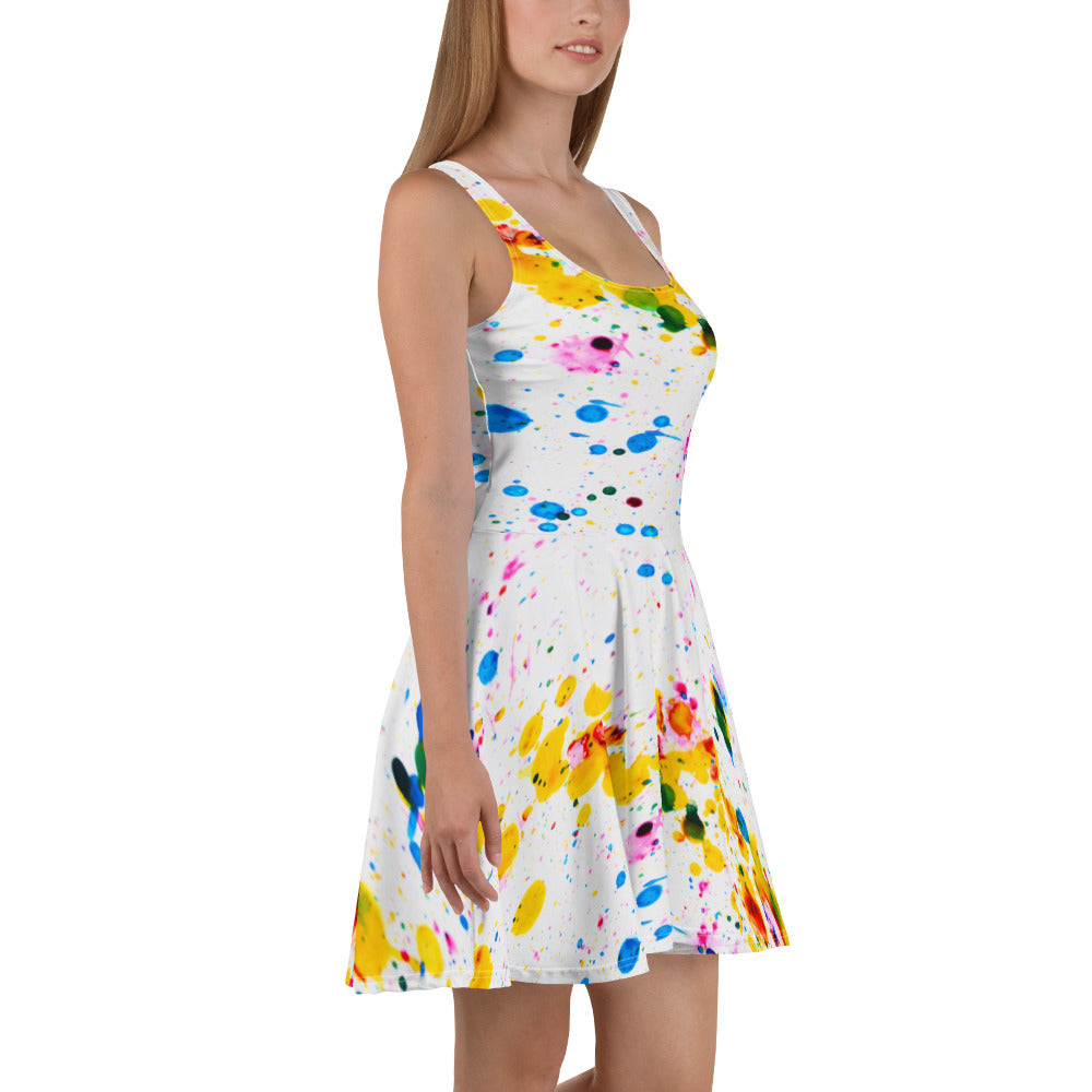 Fun Color Splash Skater Dress, Spring and Summer Dress, lioness-love