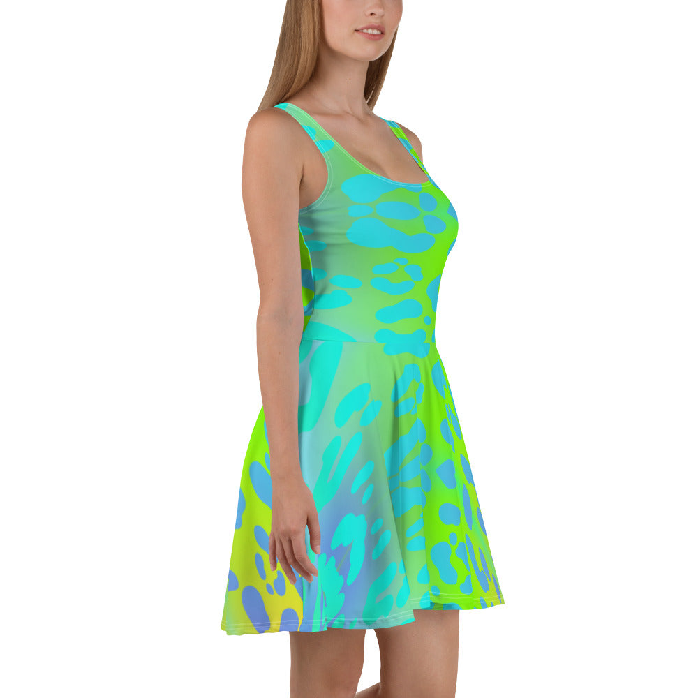 Neon Animal Print Skater Dress, Party Dress, Dance Dress, lioness-love