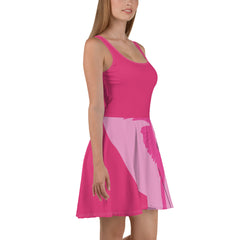 Fuchsia Pink Tropics Bird Skater Dress, lioness-love