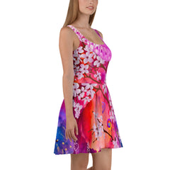 "Fluttering Blossoms: Artistic Floral Butterfly Garden Designer Skater Dress", lioness-love