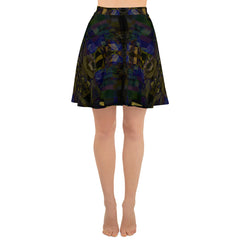Women's vintage fashion featuring a classic abstract skirt design