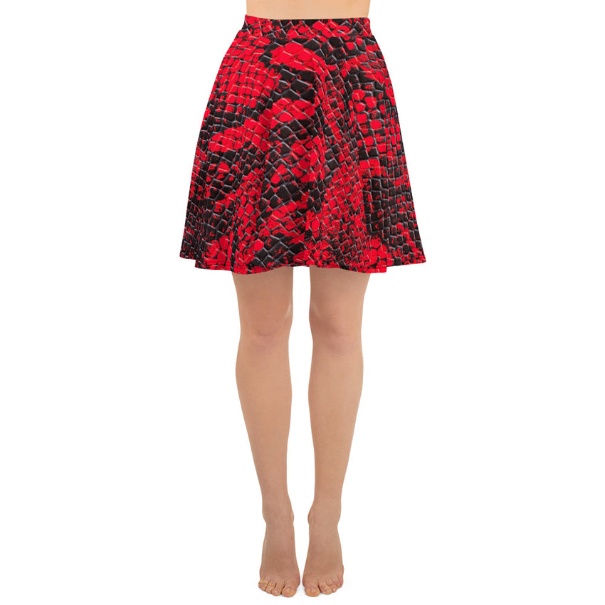 Eye-catching graphic print red skirt