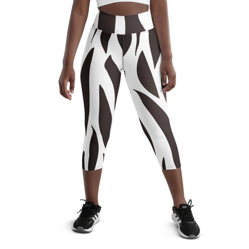 White and Black Zebra Yoga Capri Leggings | Fitness Capri Leggings, lioness-love