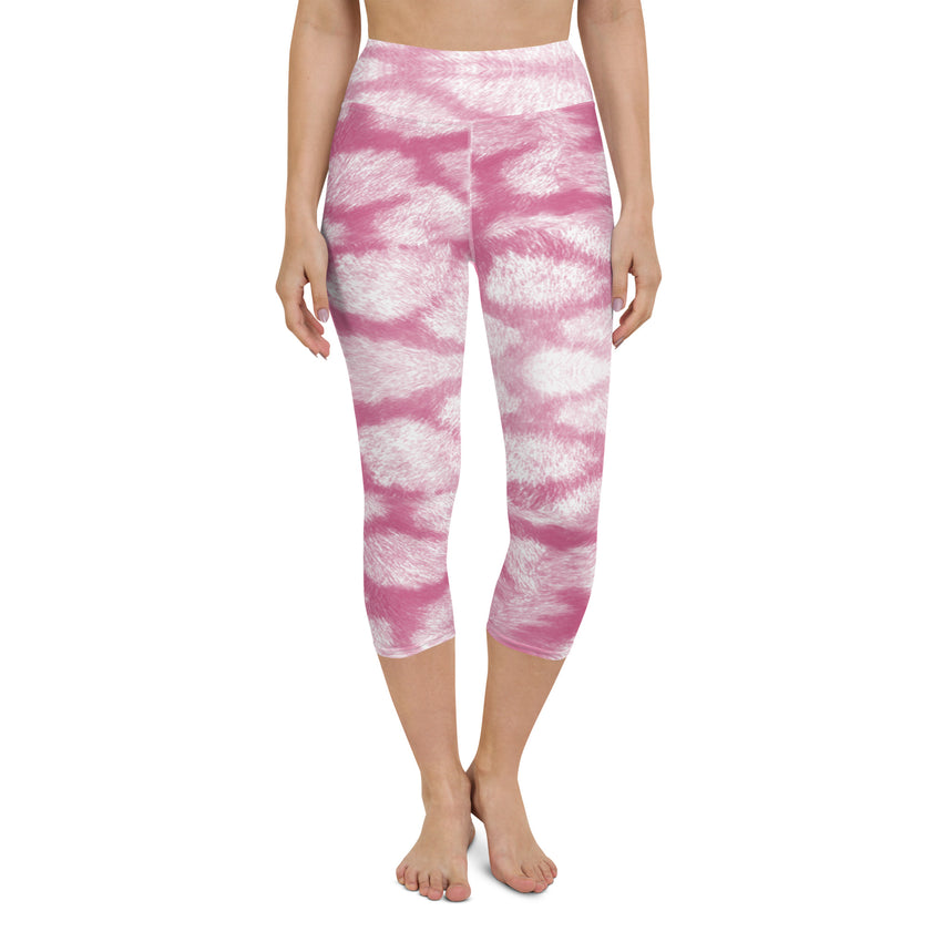 Pink Animal Print Yoga Capri Leggings | Exercise Capri Leggings, lioness-love