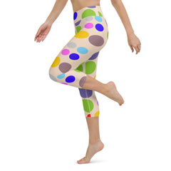 Vintage polka dots Yoga Capri Leggings | Leggings Capri Workout- Yoga, lioness-love