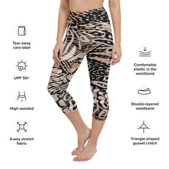 Wild and Fun Animal Print Yoga Capri Leggings | Fitness Capri Leggings, lioness-love