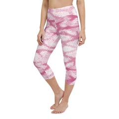 Pink Animal Print Yoga Capri Leggings | Exercise Capri Leggings, lioness-love