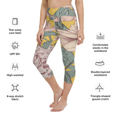 Flower Blossom Yoga Capri Leggings | Fitness Capri Leggings, lioness-love.com