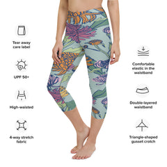 Floral Bloom Yoga Capri Leggings | Exercise Capri Leggings, lioness-love