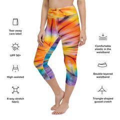 Colorful Tie Dye Yoga Capri Leggings | Fitness Capri Leggings, lioness-love