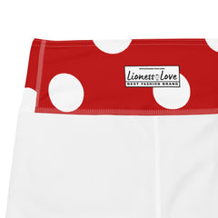 Capri Leggings | Classic Red and White Yoga Capri Leggings, lioness-love