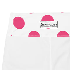Capri Leggings | cute Pink Polka Dots Yoga Capri Leggings, lioness-love