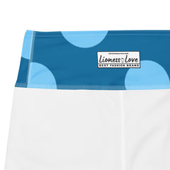 Blue Polka Dots Yoga Capri Leggings | Activewear Capri Leggings, lioness-love