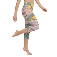 Flower Blossom Yoga Capri Leggings | Fitness Capri Leggings, lioness-love.com