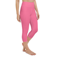 Bubble Gum Pink Yoga Capri Leggings | Fitness Capri Leggings, lioness-love