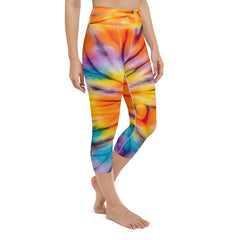 Colorful Tie Dye Yoga Capri Leggings | Fitness Capri Leggings, lioness-love